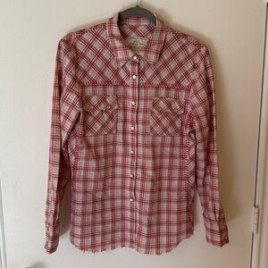 Authentic Cabi Wild West Wear Red and White Plaid Shirt